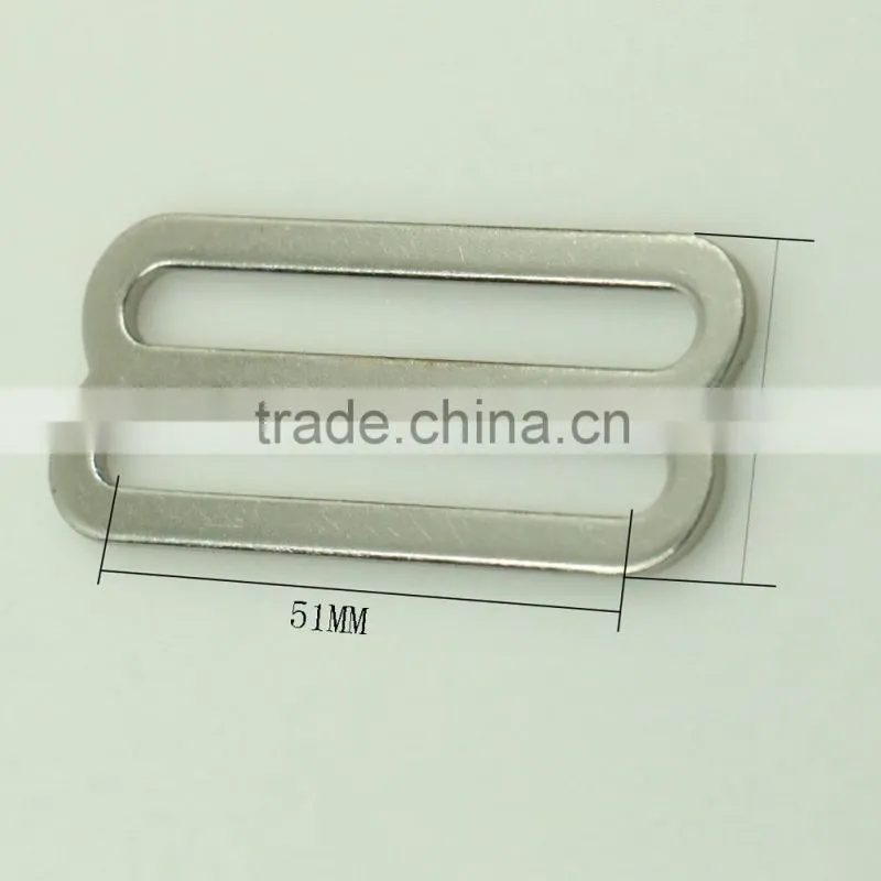 China supplier eco-friendly 51mm metal belt webbing strap double buckle adjuster buckle