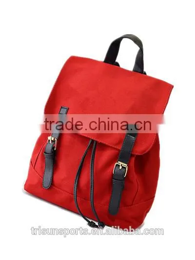 100% cotton red color drawstring backpack for school teenagers