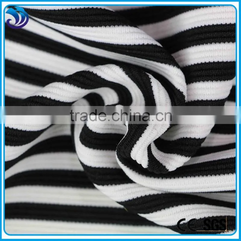 Classic design jacquard white and black stripe printed spandex polyester fabric