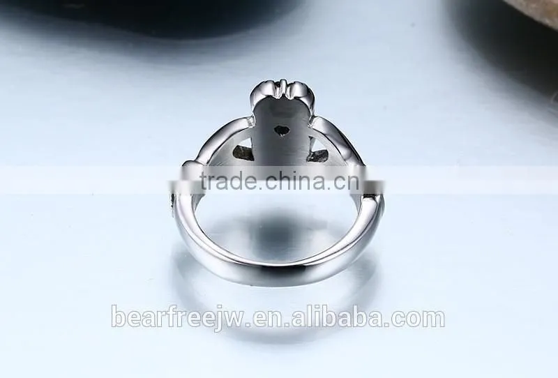 Stainless Steel Wedding Rings Men Women Claddagh Ring Ireland Heart Crown