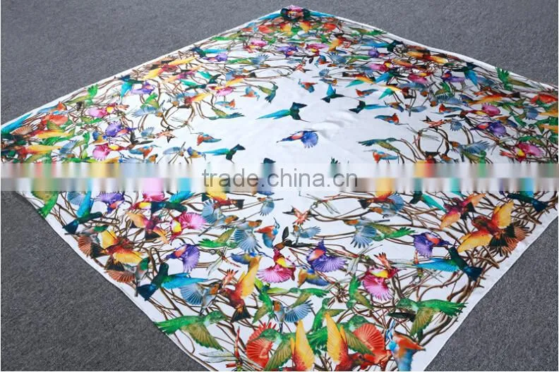Coloeful design for 100% silk square scarf,16 mm, crepe