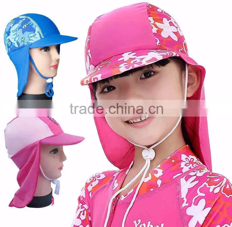 Kid's Sun protection UPF 50 Sun Hats, Ear Protection Swim Cap, Women's Sun Protective Beach Hats
