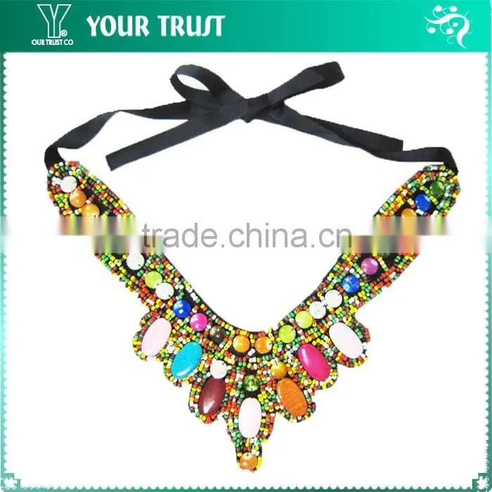 Gray V Bead, Rhinestone Tassel wholesale Neckline Rhinestone