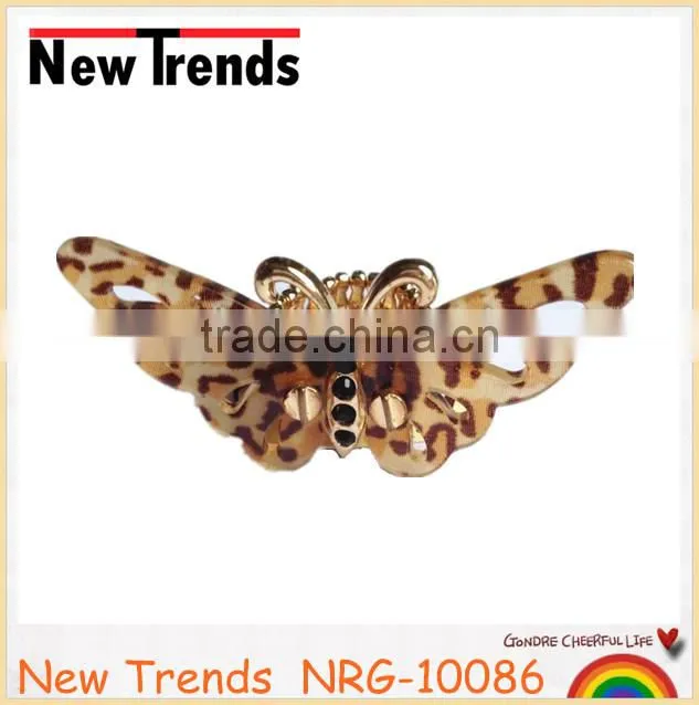 Elegant gold butterfly ring big with black rhinestone