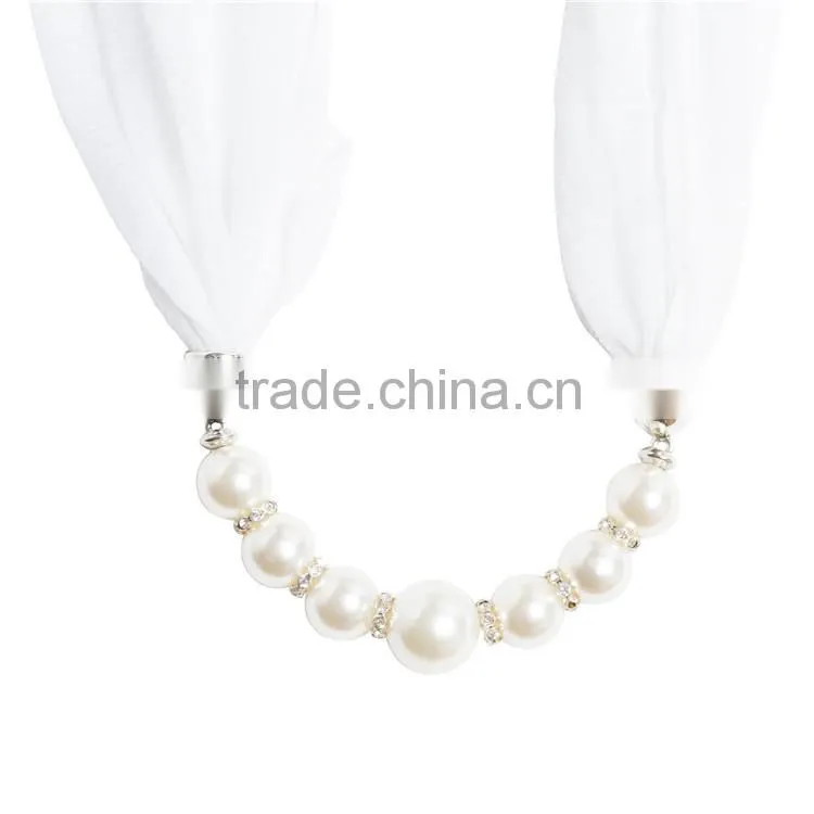 Spring fashion personalized infinity scarf with pearl beads chain for women