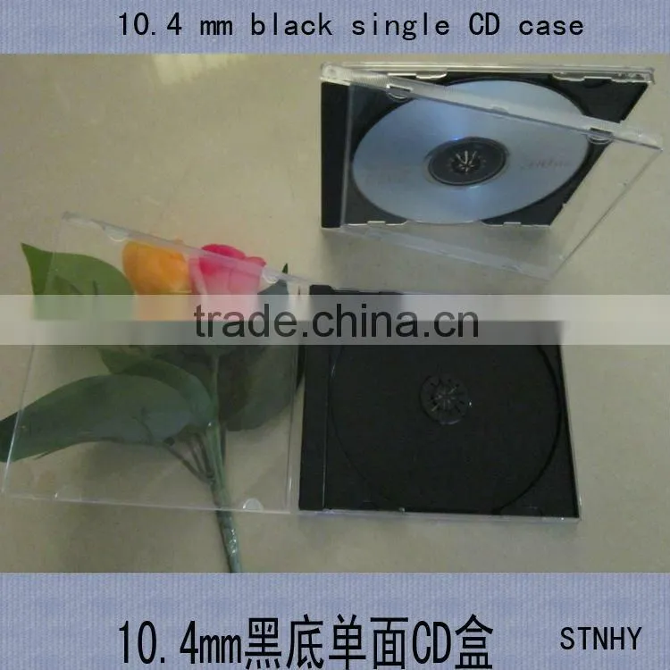 10.4mm single black tray clear CD case