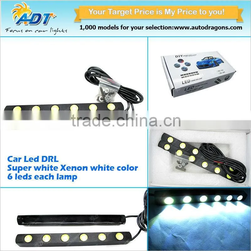 2 x Super White 6LED Car Daytime Running Light DRL Daylight Kit 12V DC Head Lamp