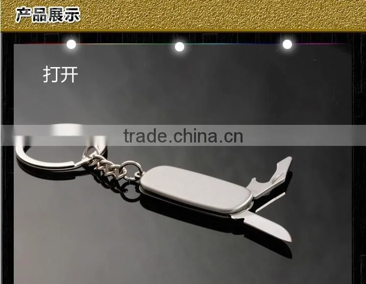 Creative Multifunction Folding metal Keychain,bottle opener keychain