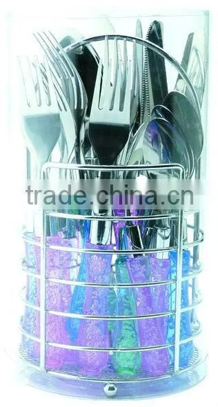 Stainless steel plastic cutlery holder set