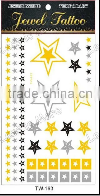 fashion star metallic sticker gold and silver flash temporary tattoos