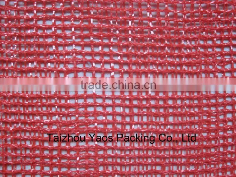 red perforated PP leno mesh bag plastic plain onions bag label bag