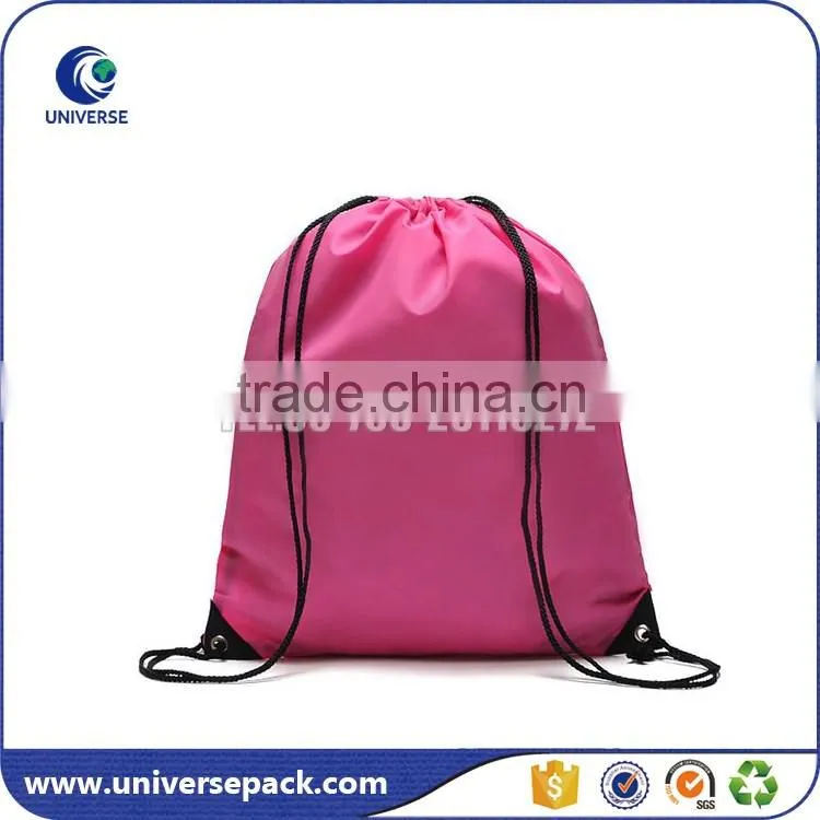 Customized colorful plain nylon bag witjh drawstring