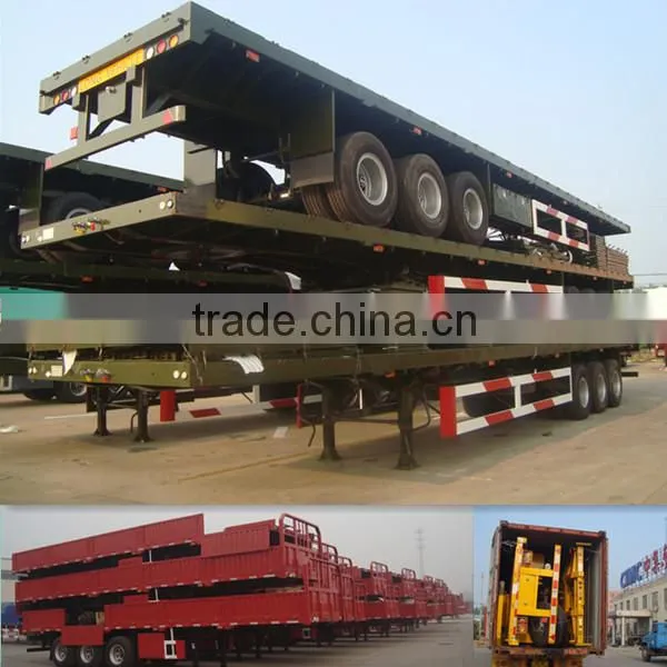 CIMC 2 Axles 35Tons Flat Deck Sidewall Trailer with truck head tractor