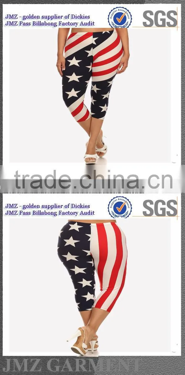 custom stretch usa flag style print capris OEM 2015 plus size