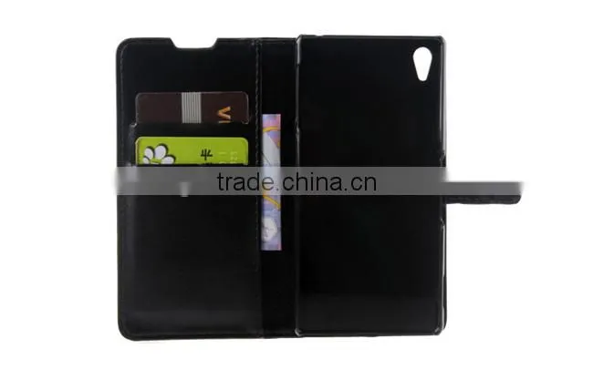 High Quality Stand PU Leather Pouch Wallet Case For Sony Xperia Z4