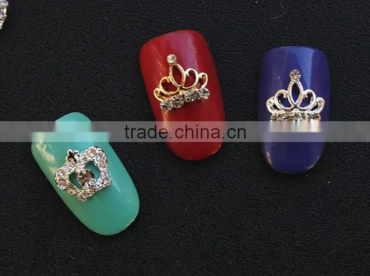 New arrival crown bow knot flower skull designs 3D nail art jewelry