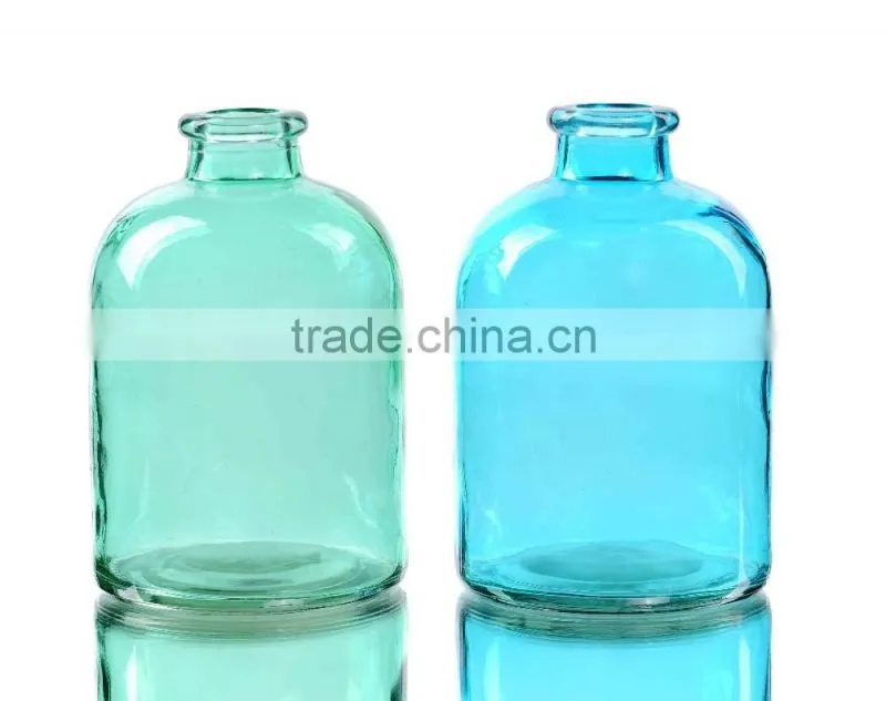 Dumpy Shape Frosted Colored Glass Vase For Home Decor