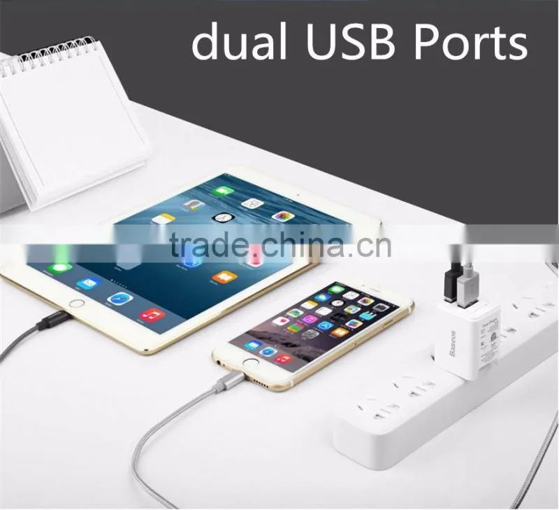 Original BASEUS 2.4A Moblie phone Charger Universal Quick Charging Adapter dual USB Output Travel Charger with US /EU plug