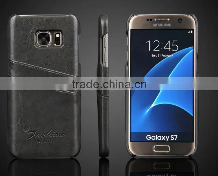 High Quality Oil-wax Leather Case with Card Slot Leather Back Cover Cases For Samsung Galaxy S7 / Galaxy S7 Edge