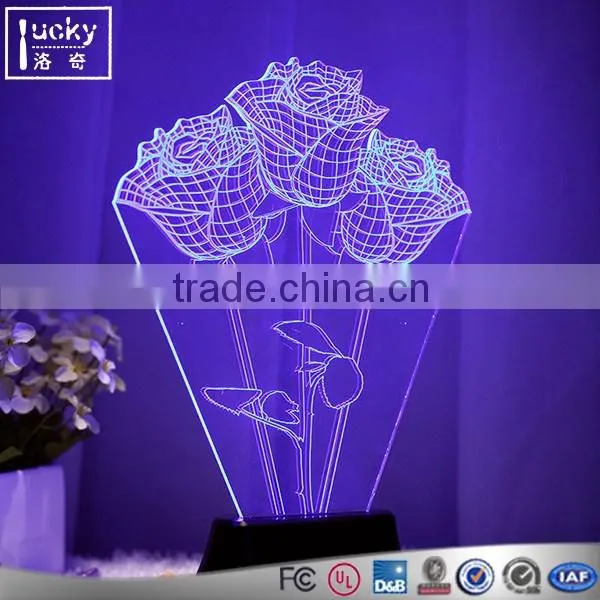 Custom acrylic hello kitty shape 7 colors changing desk table lamp illusion 3d led night light