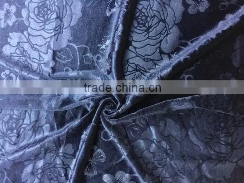 92% Poly and 8%Spandex Navy Velvet Fabric for Girls Dresses