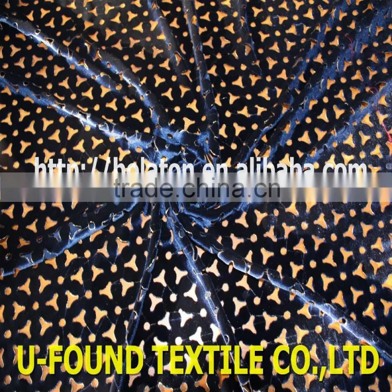 new fancy item 95% polyester 5% spandex warp knitted KS velvet with PUNCH FOIL fabric