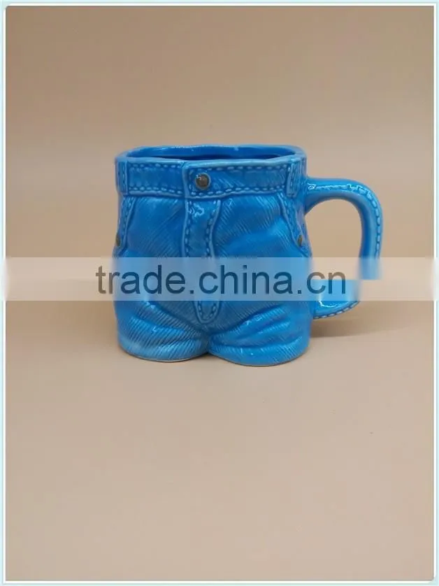 ceramic jeans mug with jeans shape mug for home decoration