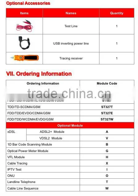 ST327 PDA with ADSL2+ tester/VDSL Tester,IPTV Test, Optical power meter,VFL
