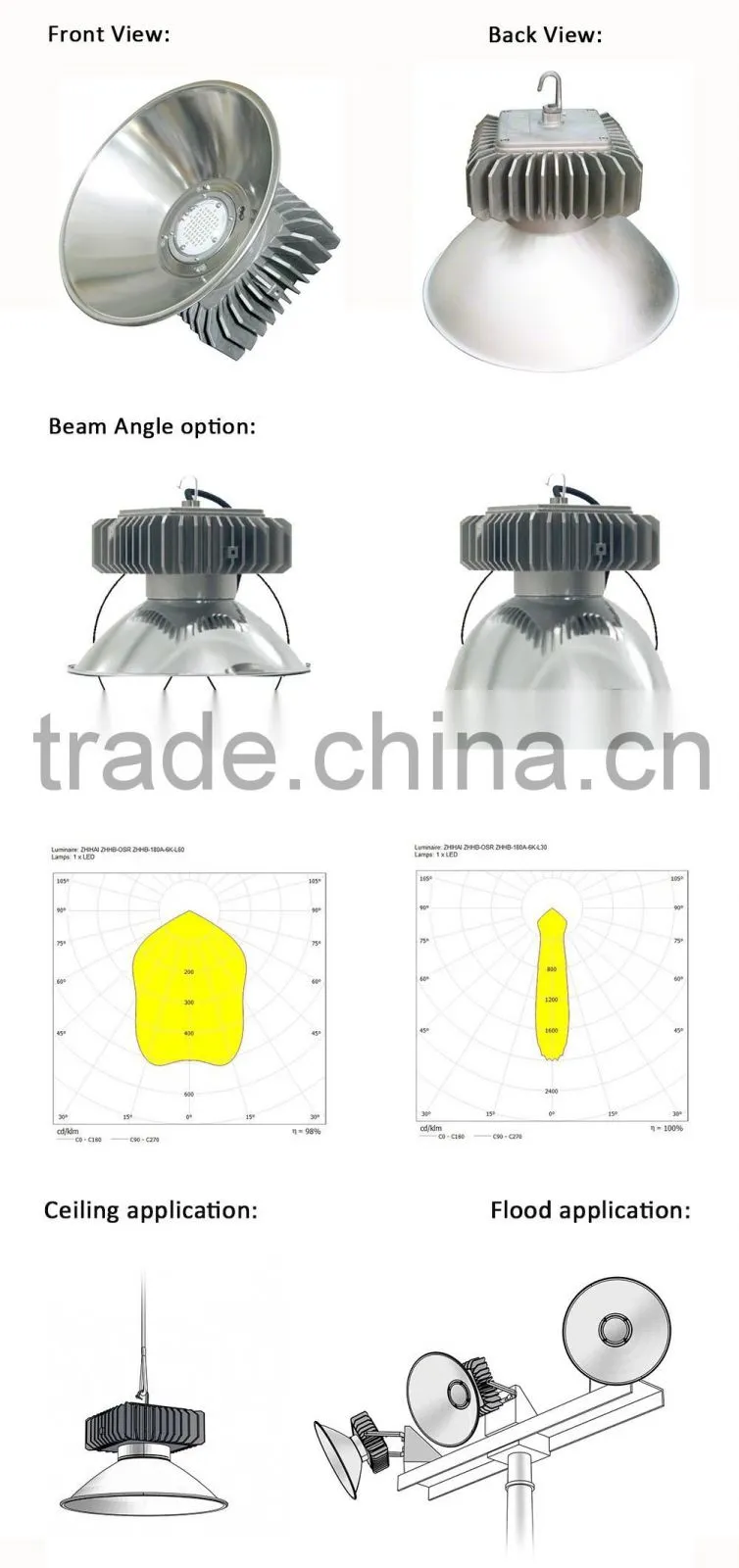 Zhihai Factory Sales 120W industrial led high bay light Fittings