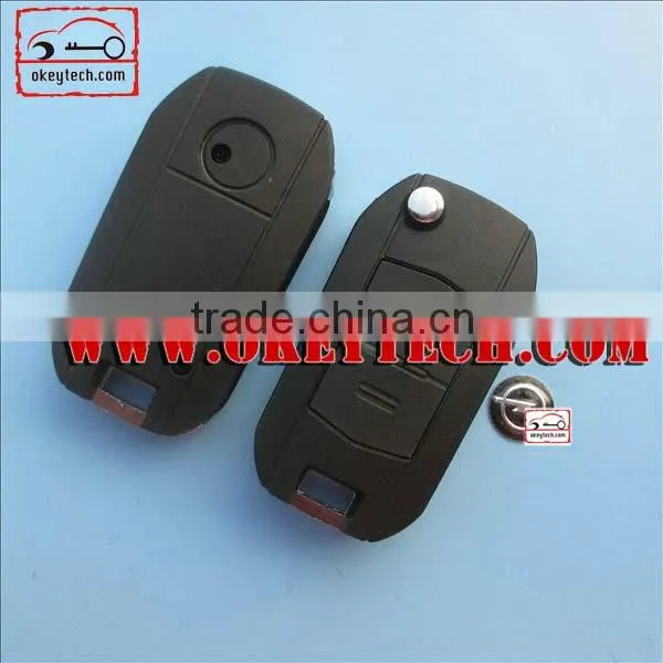 OkeyTech Opel 2 button flip key shell with HU43 blade for flip key case for opel key