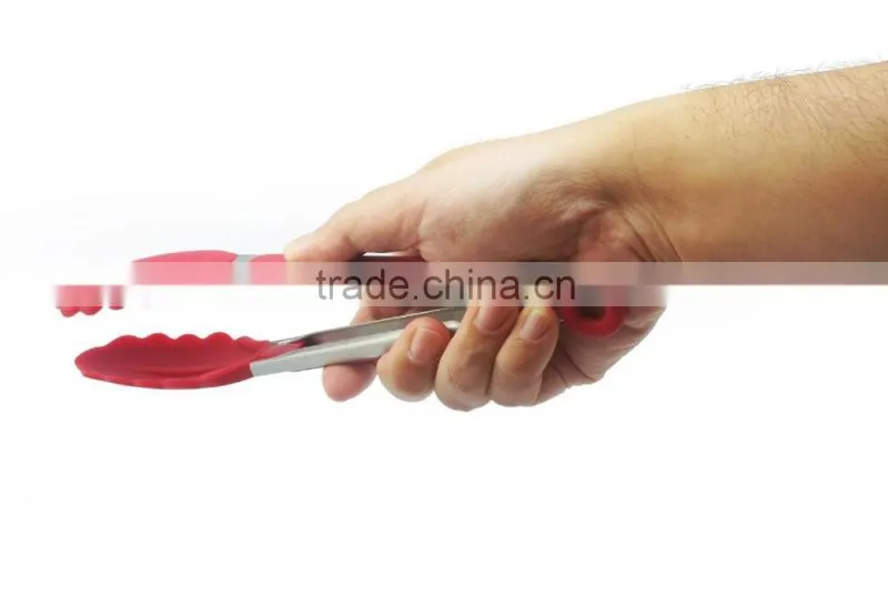 Promotion 430 stainless steel handle silicone BBQ pasta tongs