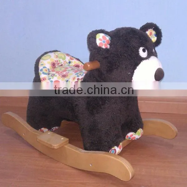 Plush rocking toy black bear, funny baby plush toy