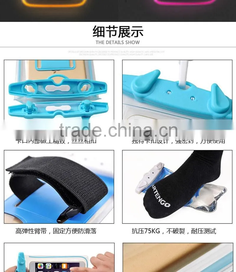 High Quality IPX8 Certified Universal Underwater Mobile Phone Waterproof Bags,Luminous Waterproof Pouch
