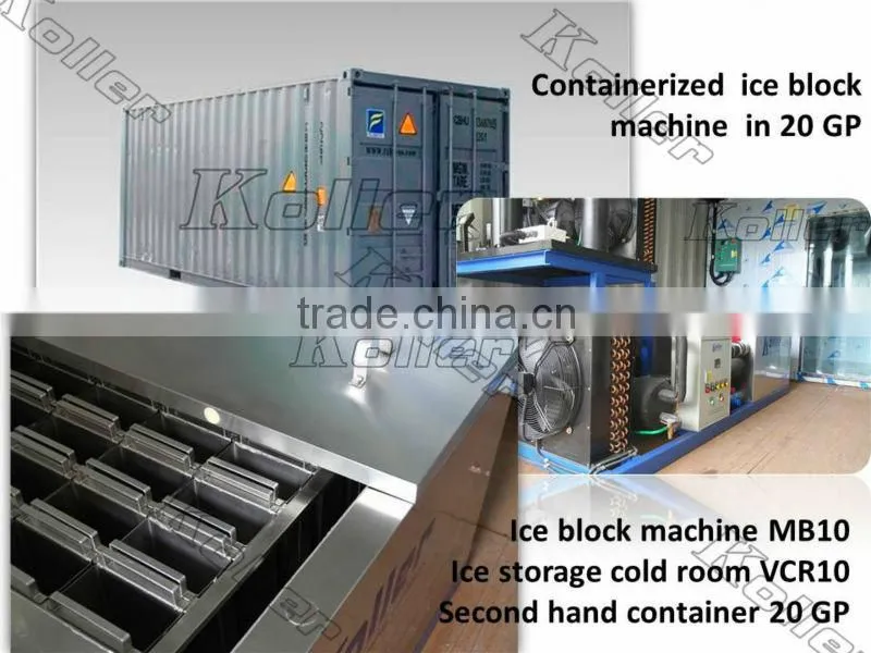 a simple ice block plant in container with cold room