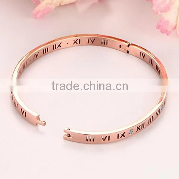 Stainless Steel Jewelry Rhinestone Roman Numerals Bracelet