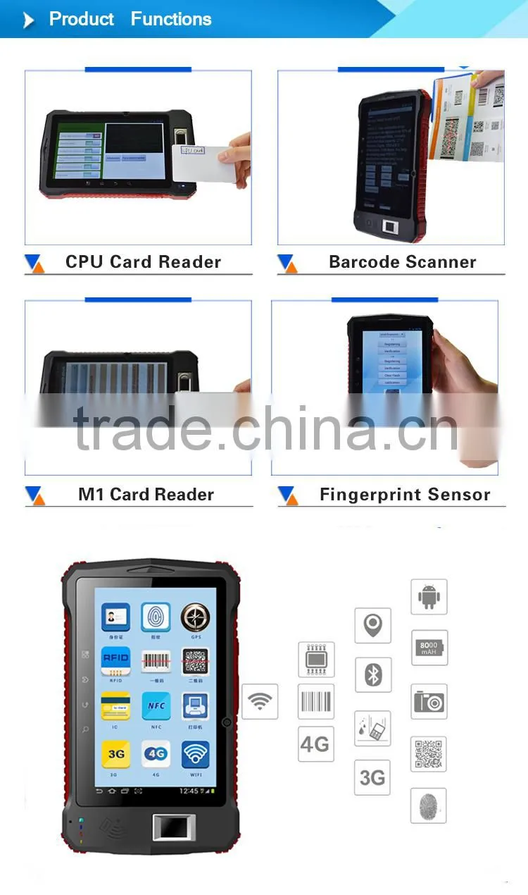 Long distance durable 7m uhf rfid android industrial tablet with rfid reader