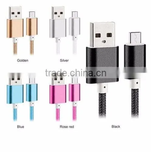 Usb braided cable 10ft Nylon Iron Shell USB Cable for V8 android data cable