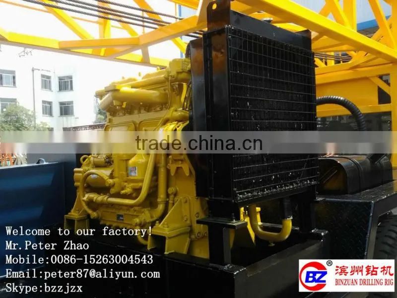 Trailer mounted rotary table water well drilling rig BZT-300(300m)