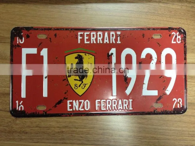 retro decor embossed license plate