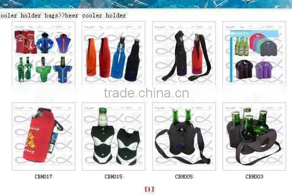 Promotional four pack neoprene beer bottle cooler holder with strap