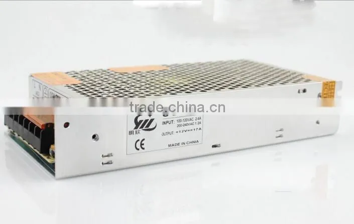 High quality 12v 17a LED powersupply with adjustable dc monitoring of mechanical and electronic lamp