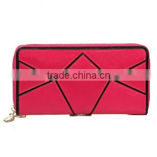 2014 Ladies Women Color Match New Fashion Genuine Leather Long Style Wallet (BCN016)
