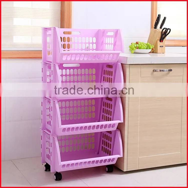 Plastic Stacking Stackers Storage Baskets Vegetable 4 Tier Rack Vegetable