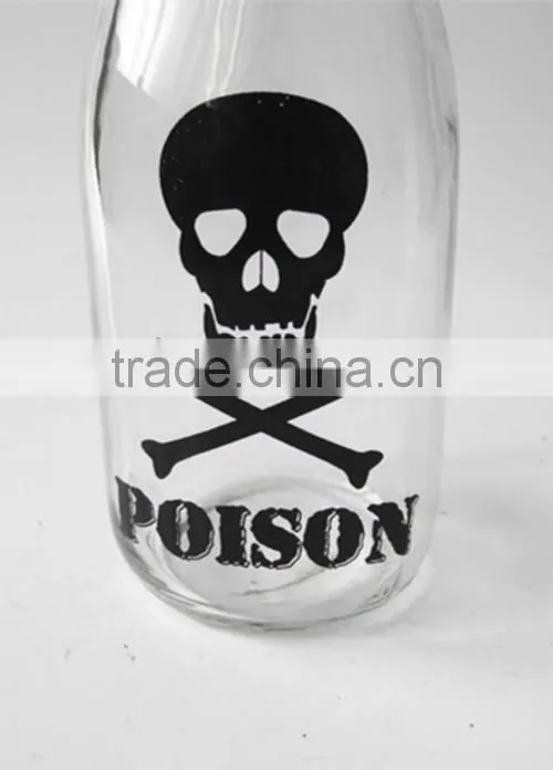 decal Wholesale 1 liter 250ml Milk Glass Bottles With black screw caps