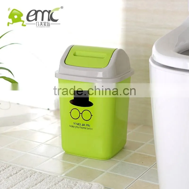 emc plastic waste bins with cover, 20L square shape plastic waste bins with cover