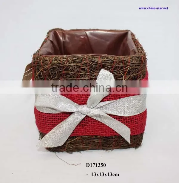 wicker christmas flower pots