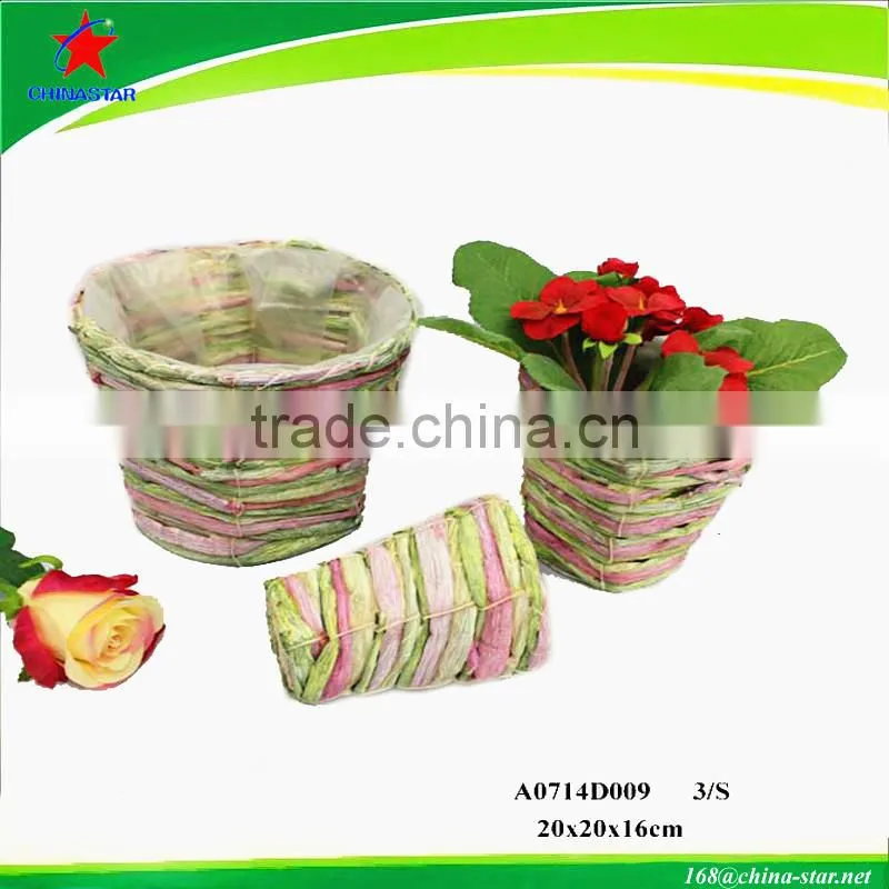 natural handmade banana leaf flower pot with plastic liner