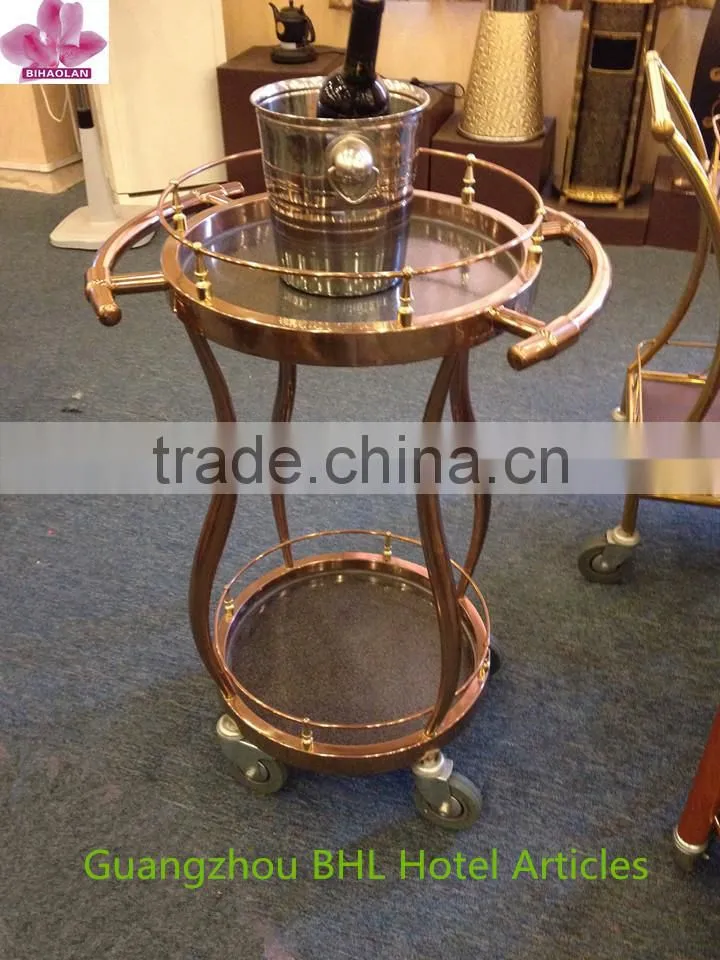 Elegant and smart stainelss steel liquor cart food serving trolley for hotel C-46