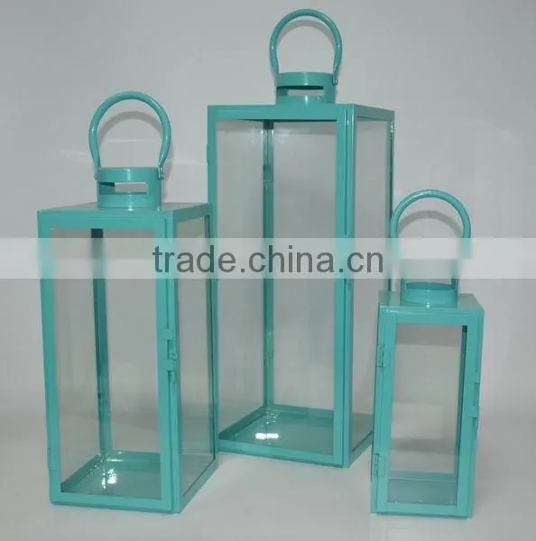 Set of 3 antique spring decoration metal candle lantern