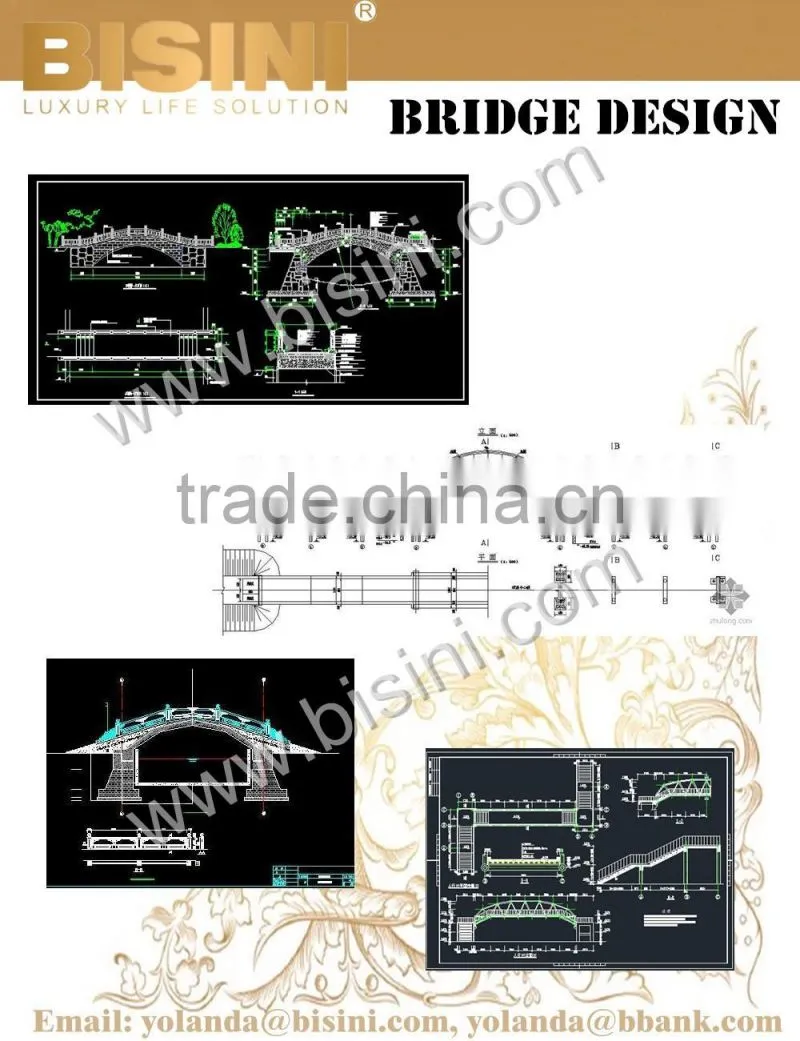Modern Stayed-cable Bridge, Pine Sea Landscape Bridge, Customized Decorative Bridge(BF08-Y10002)